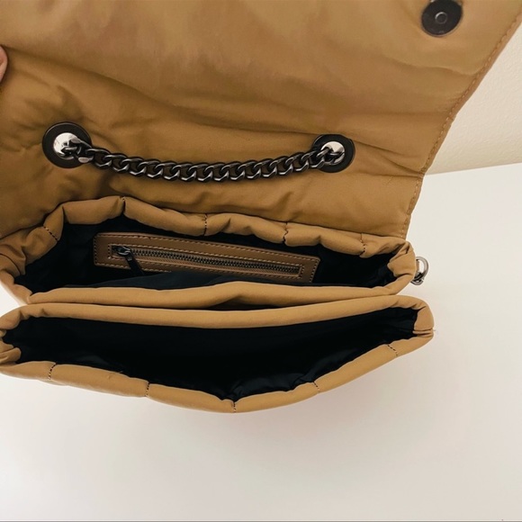 NWOT | ZARA QUILTED NYLON SHOULDER BAG WITH CHAIN & LEATHER STRAP - Picture 6 of 6